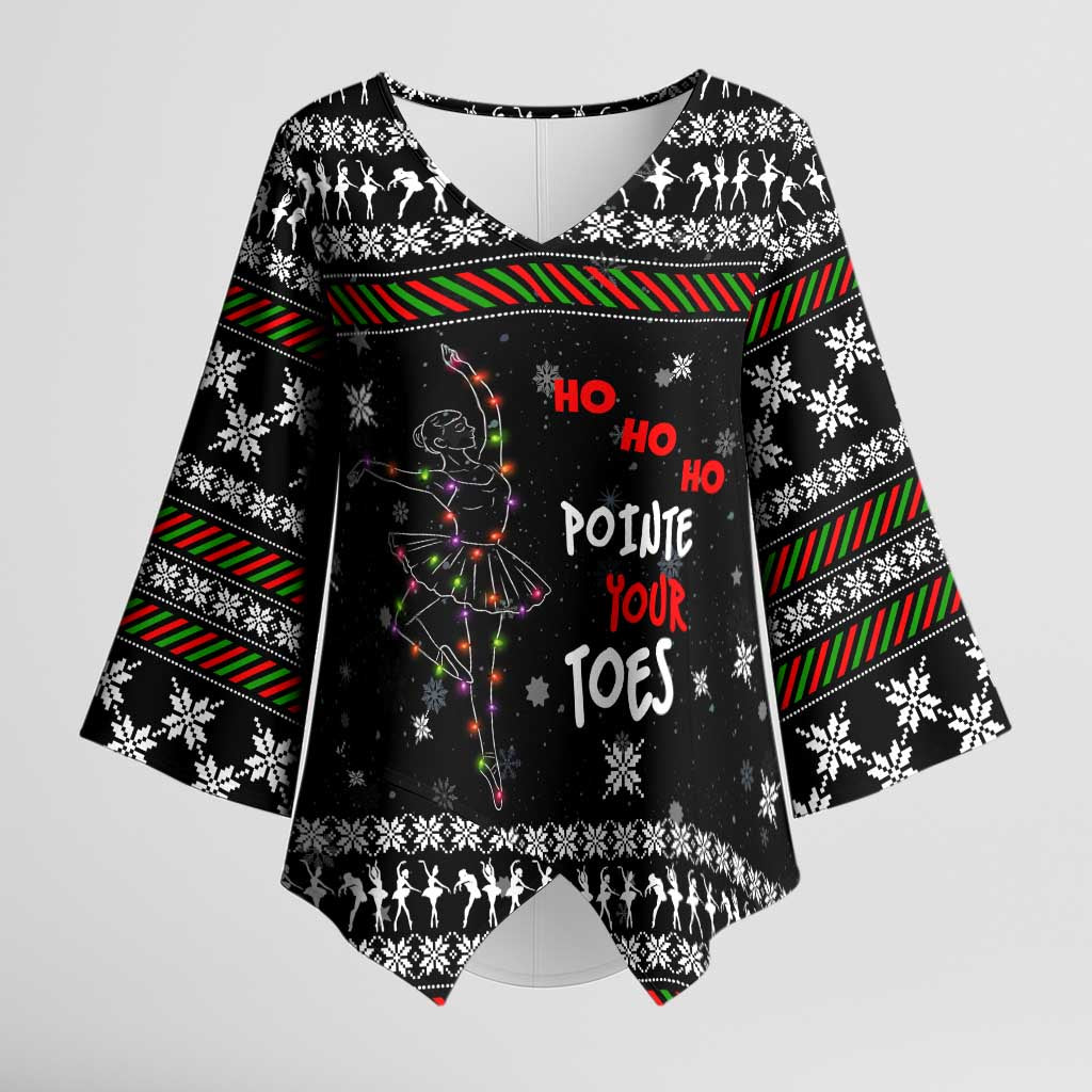 Ballet Pointe Christmas Design Kimono Sleeve Blouse Xmas Holiday Patterns - Wonder Print Shop