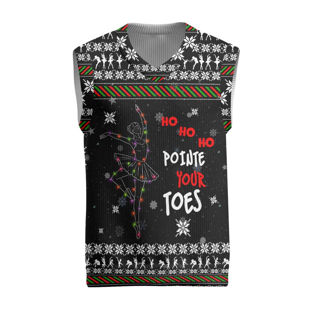 Ballet Pointe Christmas Design Christmas Knitted V-Neck Vest Xmas Holiday Patterns - Wonder Print Shop