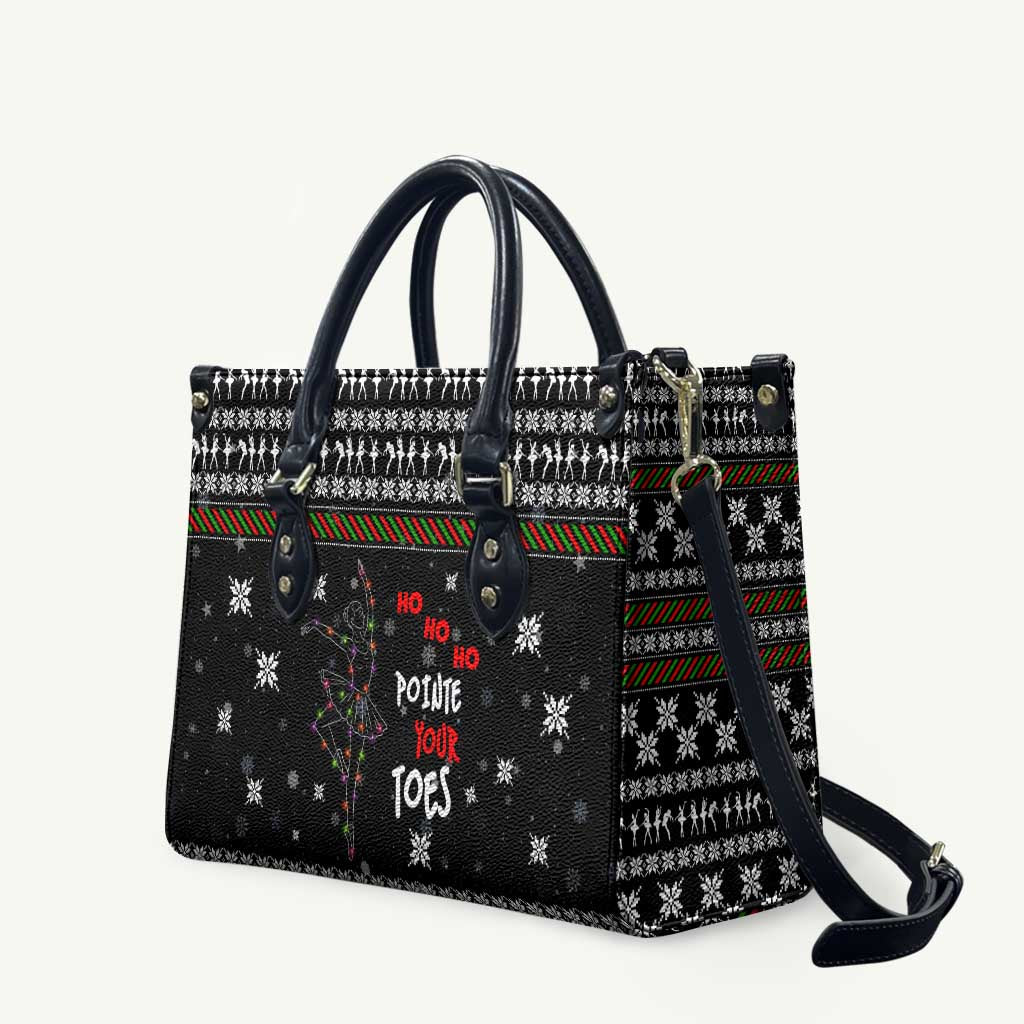 Ballet Pointe Christmas Design Leather Bag Xmas Holiday Patterns - Wonder Print Shop