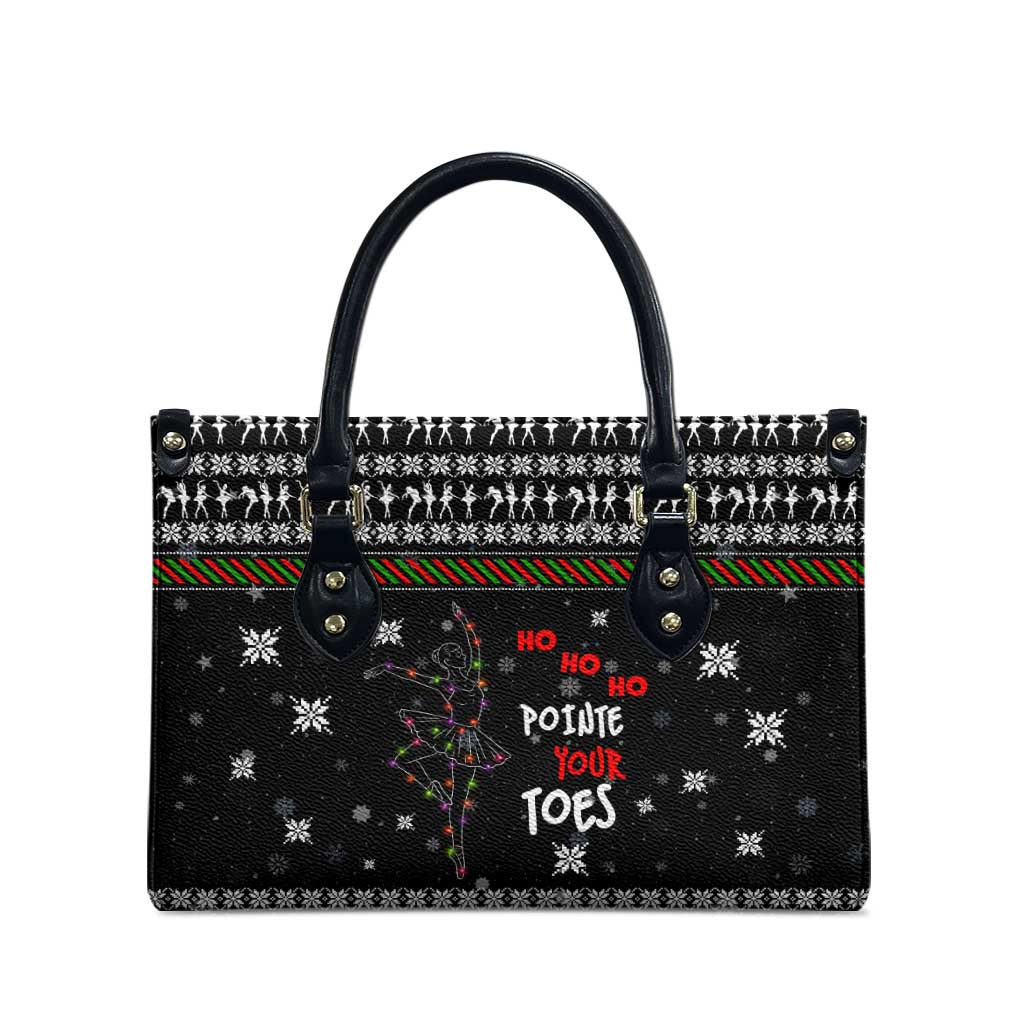 Ballet Pointe Christmas Design Leather Bag Xmas Holiday Patterns - Wonder Print Shop