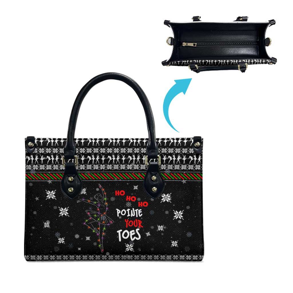 Ballet Pointe Christmas Design Leather Bag Xmas Holiday Patterns - Wonder Print Shop