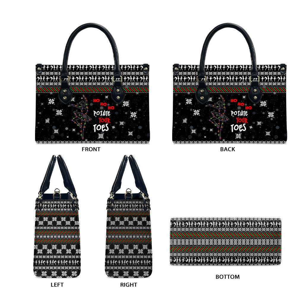 Ballet Pointe Christmas Design Leather Bag Xmas Holiday Patterns - Wonder Print Shop