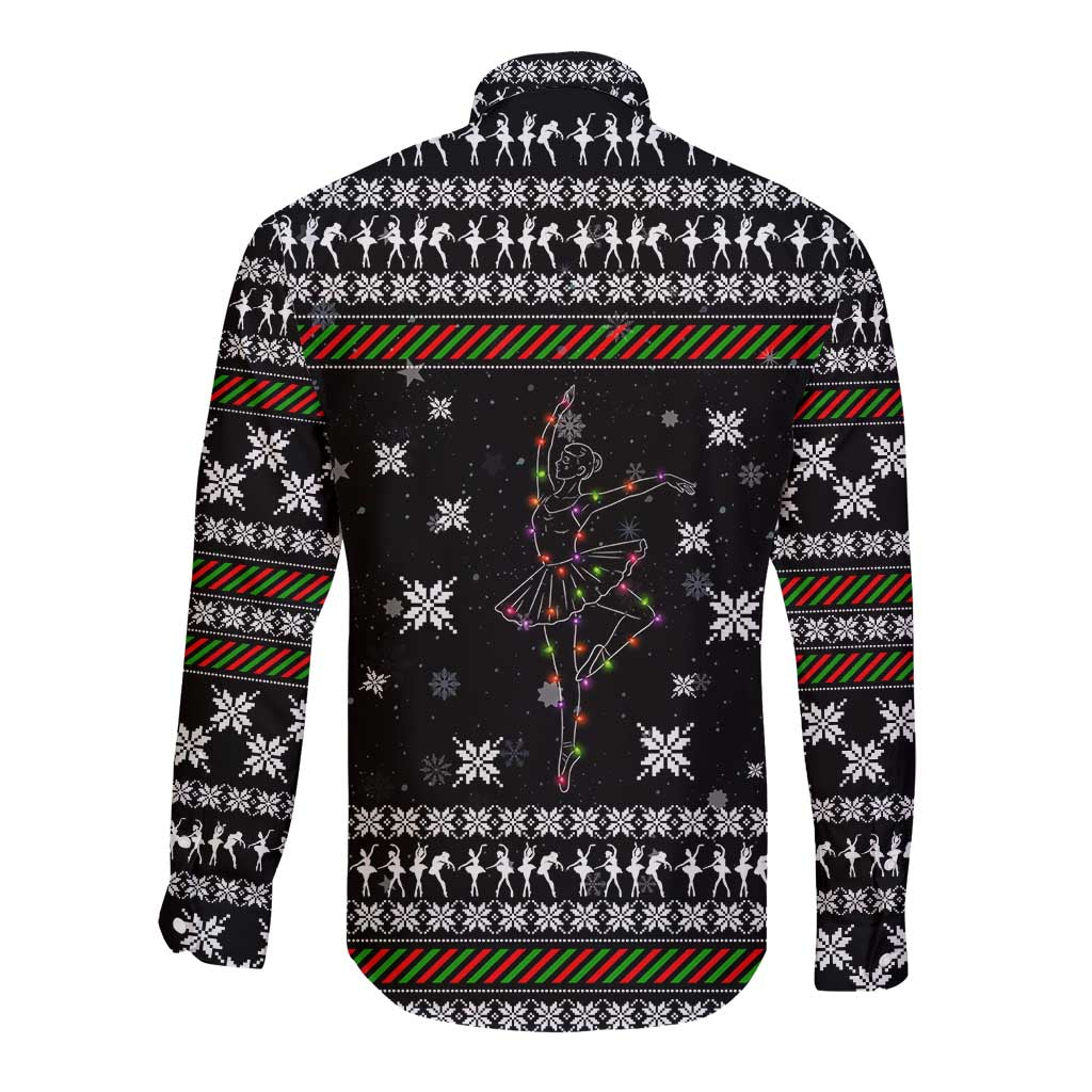 Ballet Pointe Christmas Design Long Sleeve Button Shirt Xmas Holiday Patterns - Wonder Print Shop