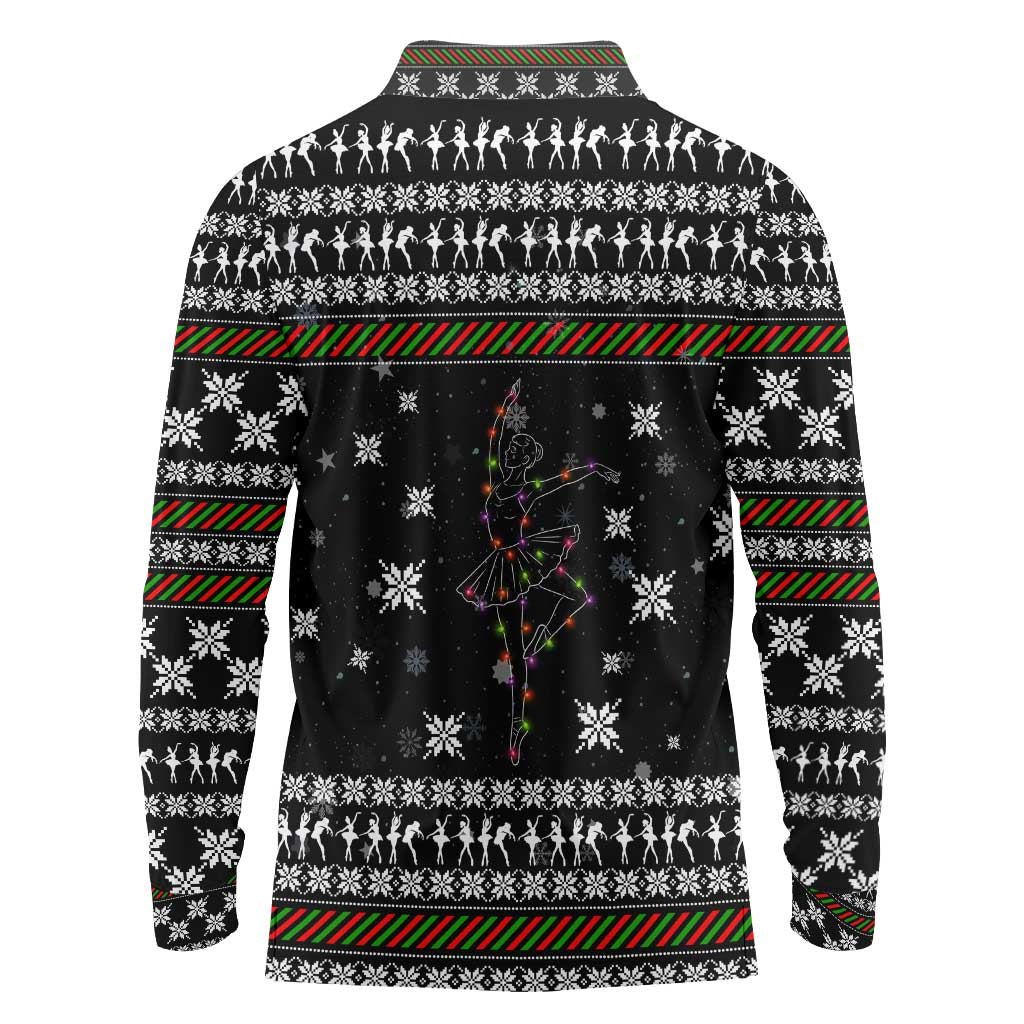 Ballet Pointe Christmas Design Long Sleeve Polo Shirt Xmas Holiday Patterns - Wonder Print Shop