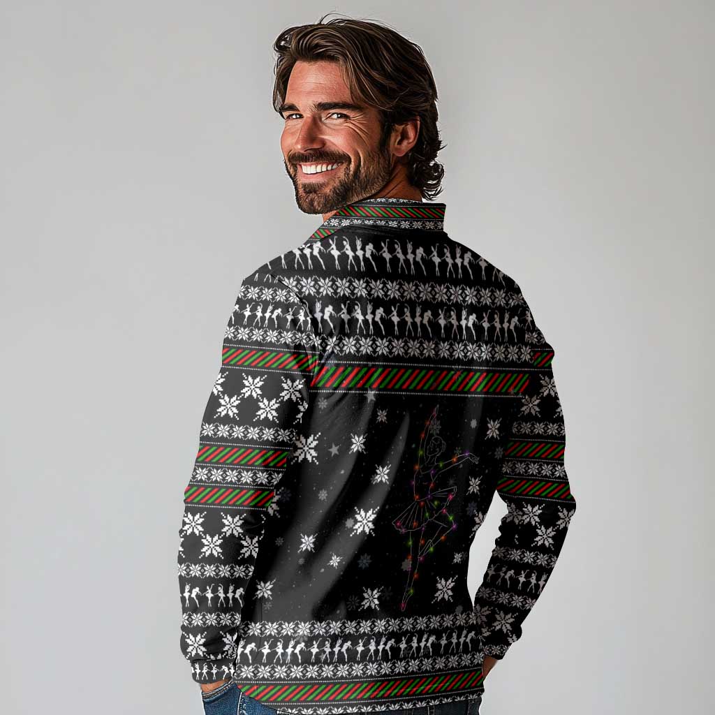 Ballet Pointe Christmas Design Long Sleeve Polo Shirt Xmas Holiday Patterns - Wonder Print Shop