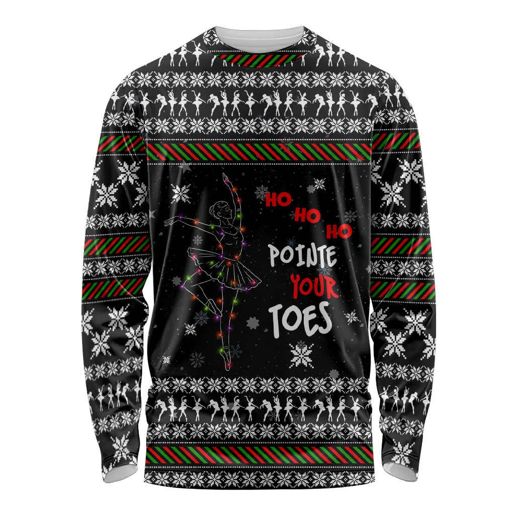 Ballet Pointe Christmas Design Long Sleeve Shirt Xmas Holiday Patterns - Wonder Print Shop