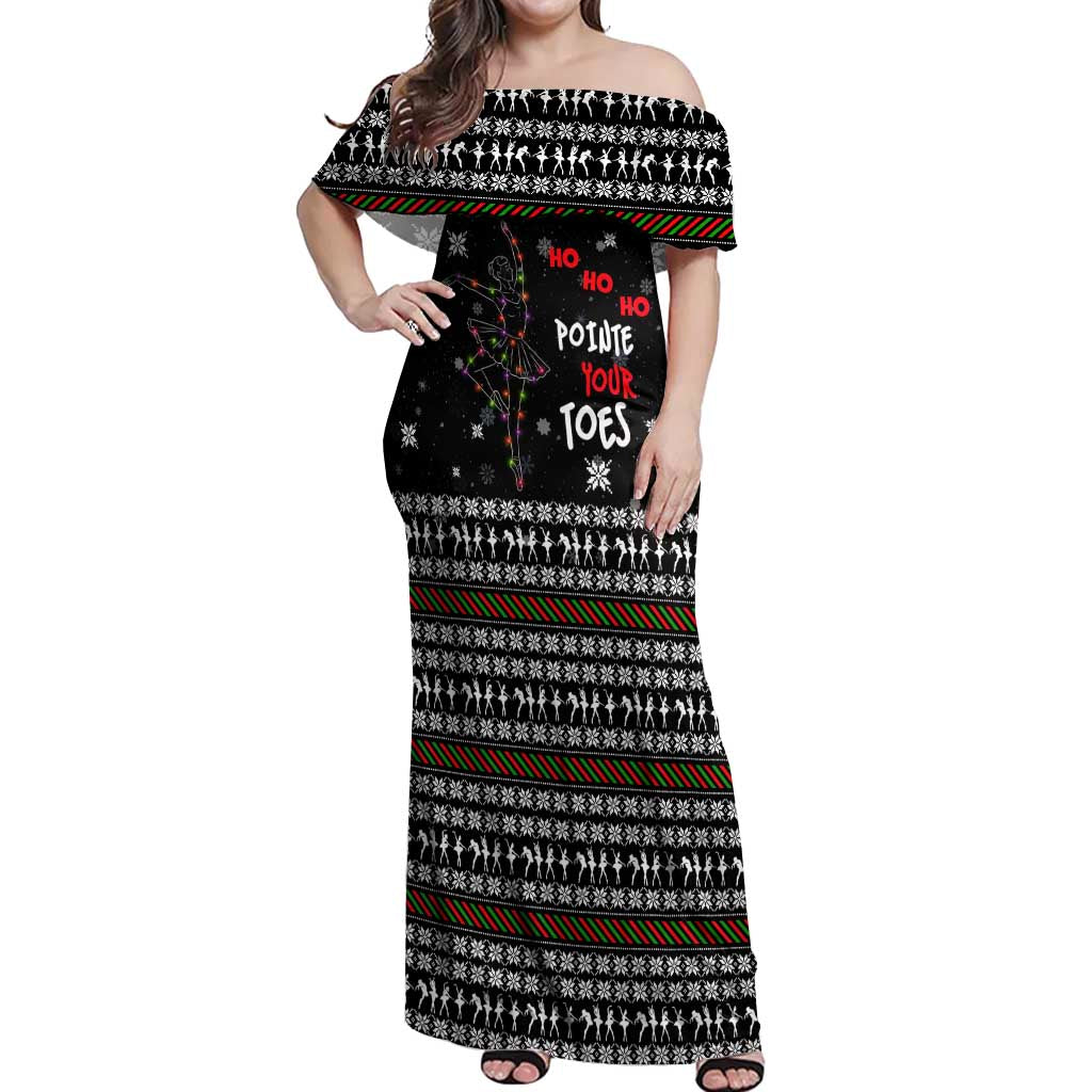 Ballet Pointe Christmas Design Off Shoulder Maxi Dress Xmas Holiday Patterns - Wonder Print Shop