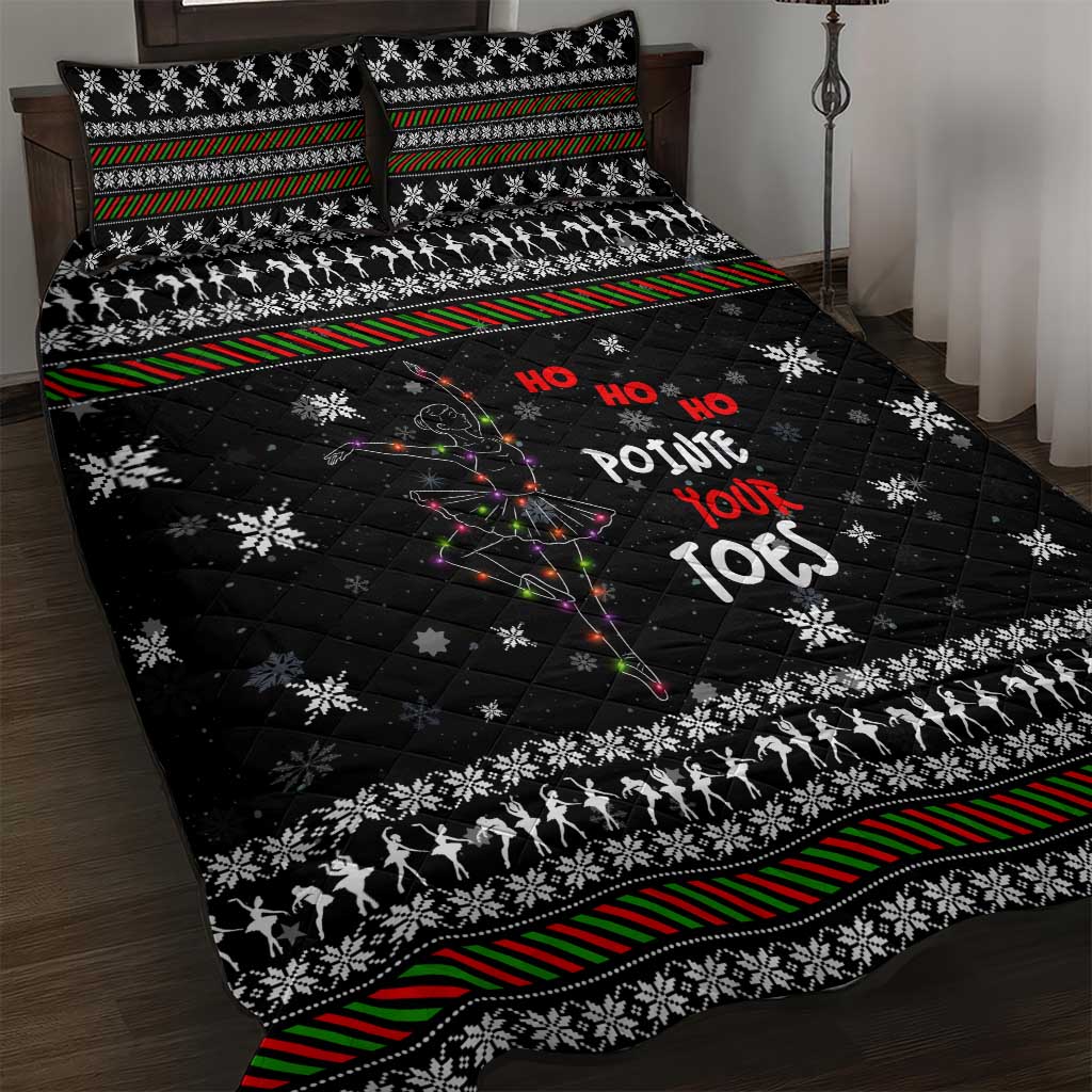 Ballet Pointe Christmas Design Quilt Bed Set Xmas Holiday Patterns - Wonder Print Shop