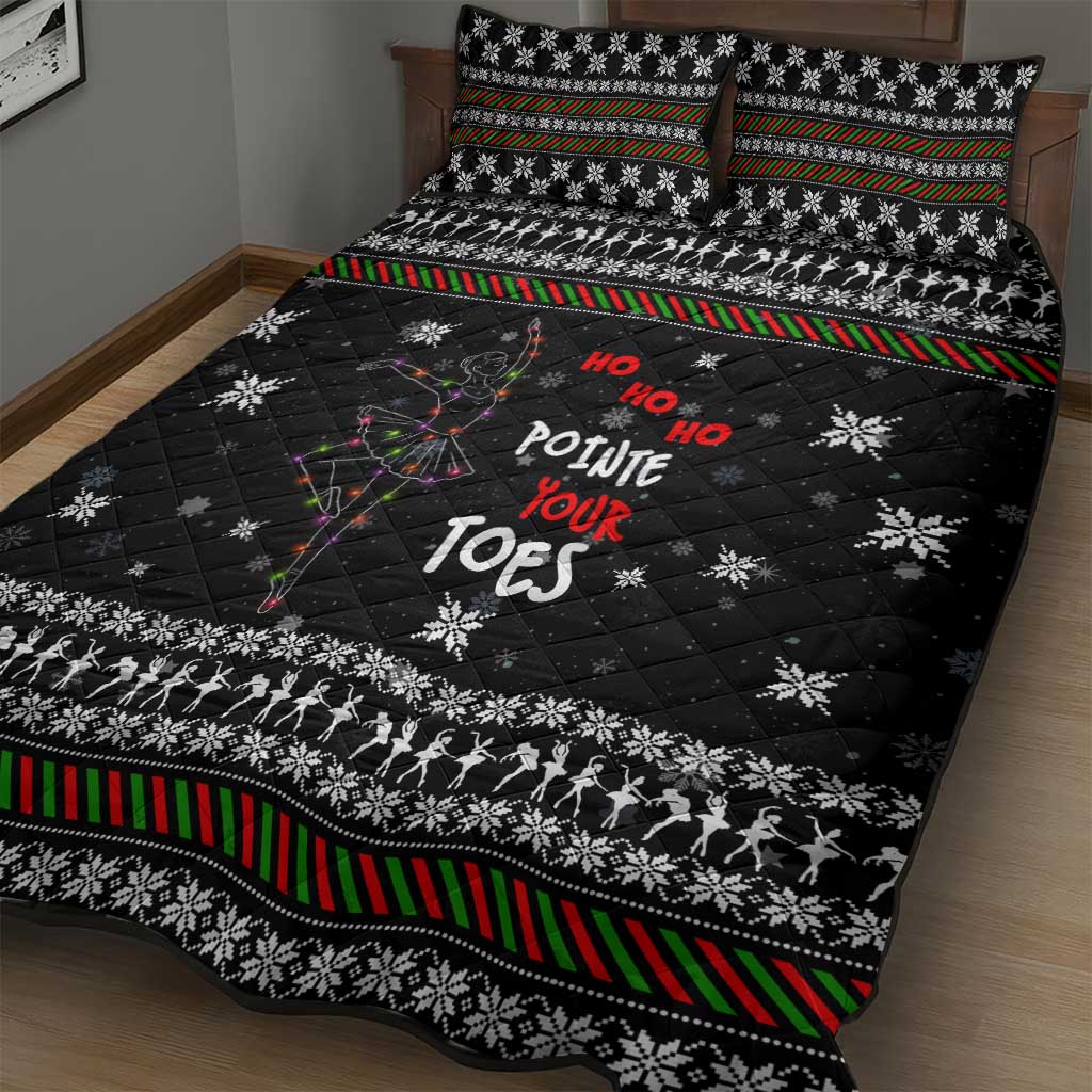 Ballet Pointe Christmas Design Quilt Bed Set Xmas Holiday Patterns - Wonder Print Shop