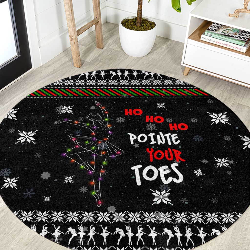 Ballet Pointe Christmas Design Round Carpet Xmas Holiday Patterns - Wonder Print Shop