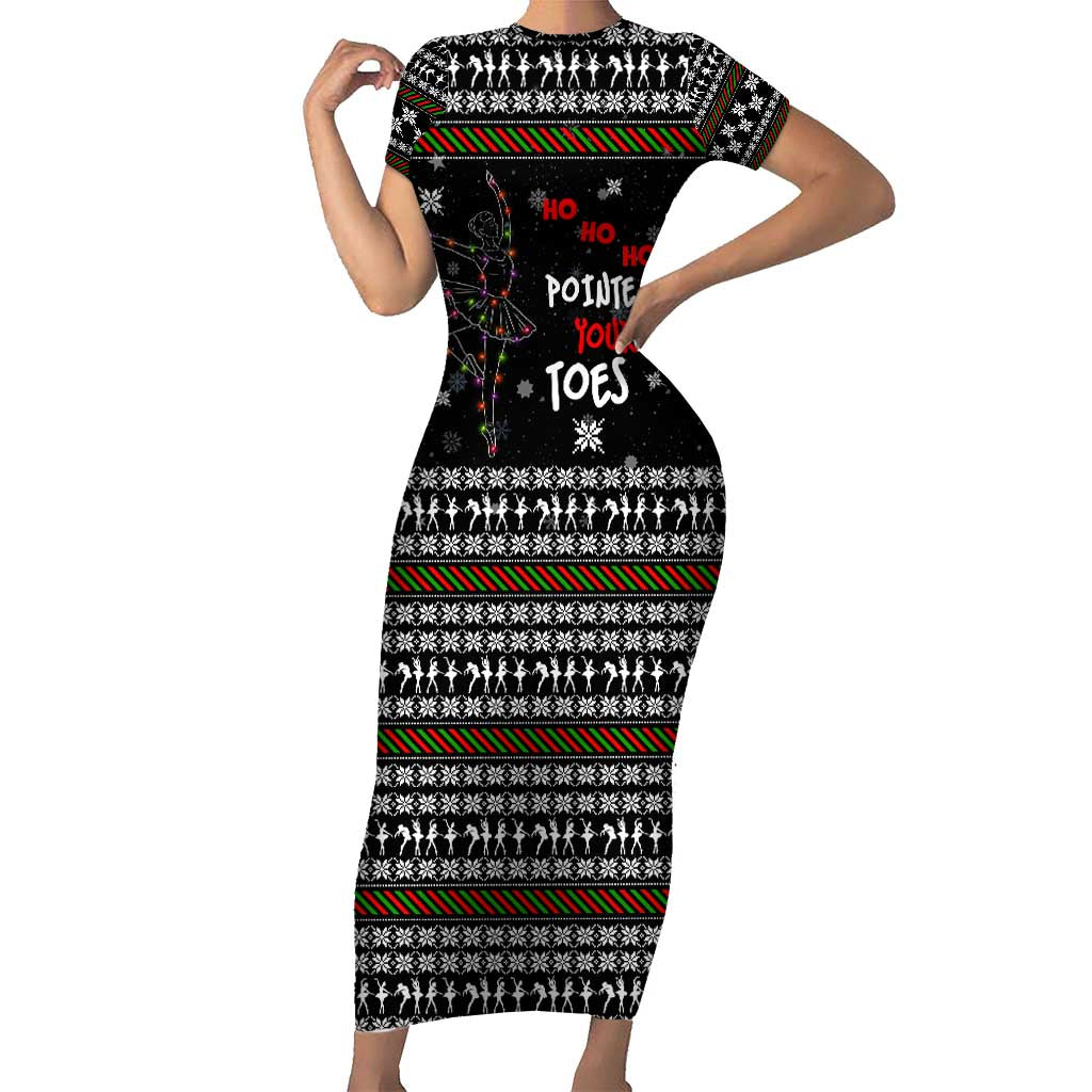 Ballet Pointe Christmas Design Short Sleeve Bodycon Dress Xmas Holiday Patterns - Wonder Print Shop