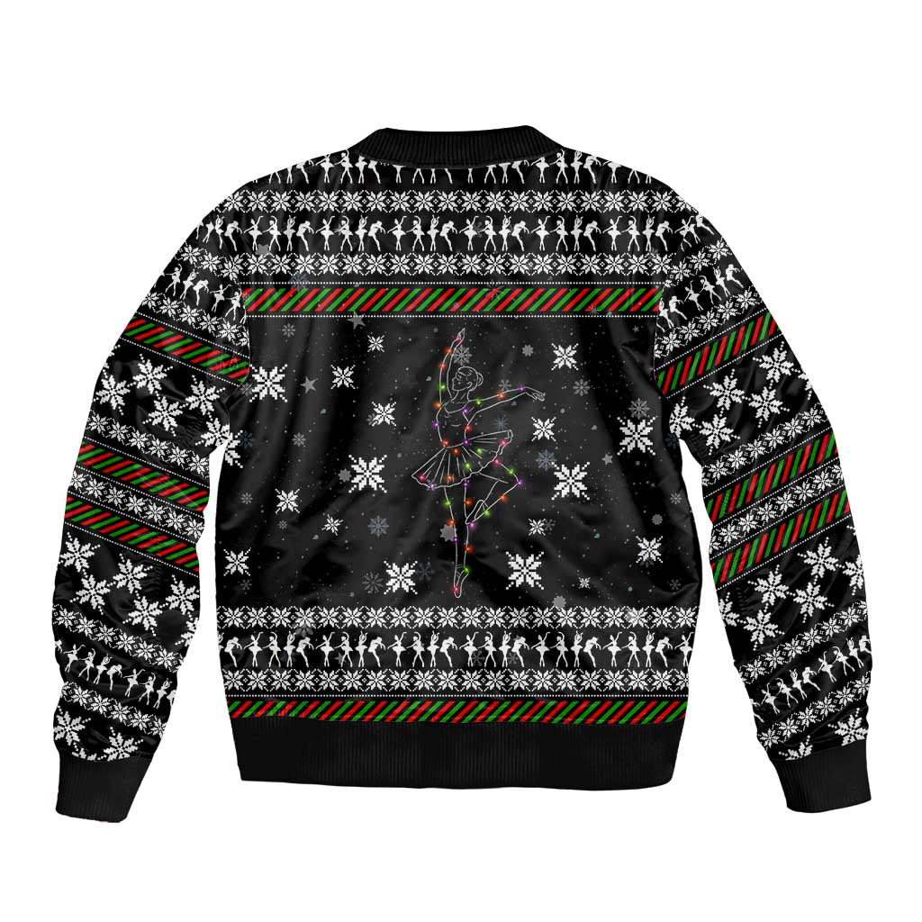Ballet Pointe Christmas Design Sleeve Zip Bomber Jacket Xmas Holiday Patterns - Wonder Print Shop
