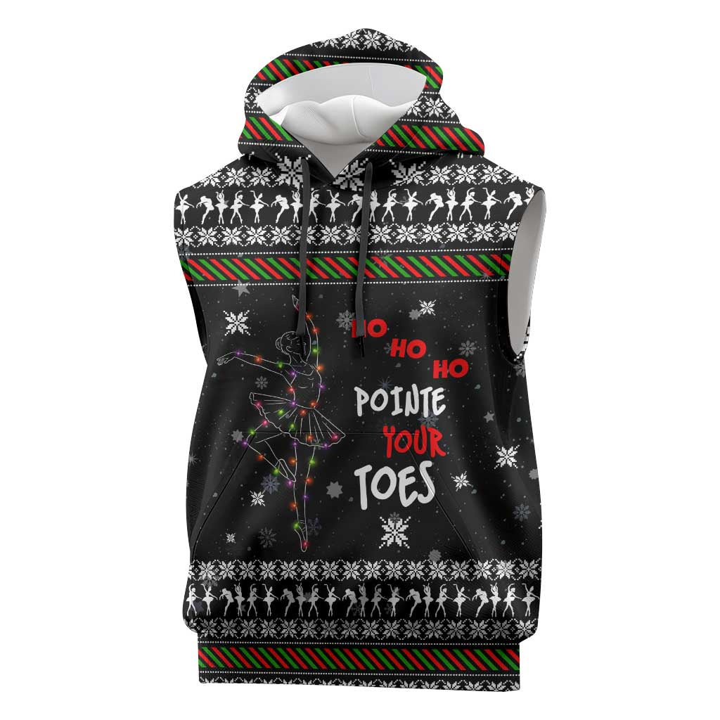 Ballet Pointe Christmas Design Sleeveless Hoodie Xmas Holiday Patterns - Wonder Print Shop