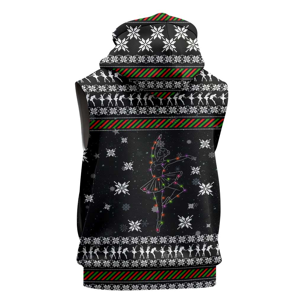 Ballet Pointe Christmas Design Sleeveless Hoodie Xmas Holiday Patterns - Wonder Print Shop