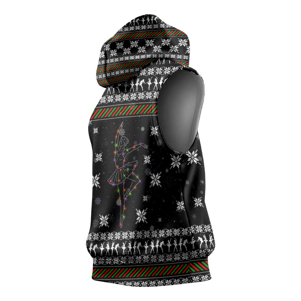 Ballet Pointe Christmas Design Sleeveless Hoodie Xmas Holiday Patterns - Wonder Print Shop