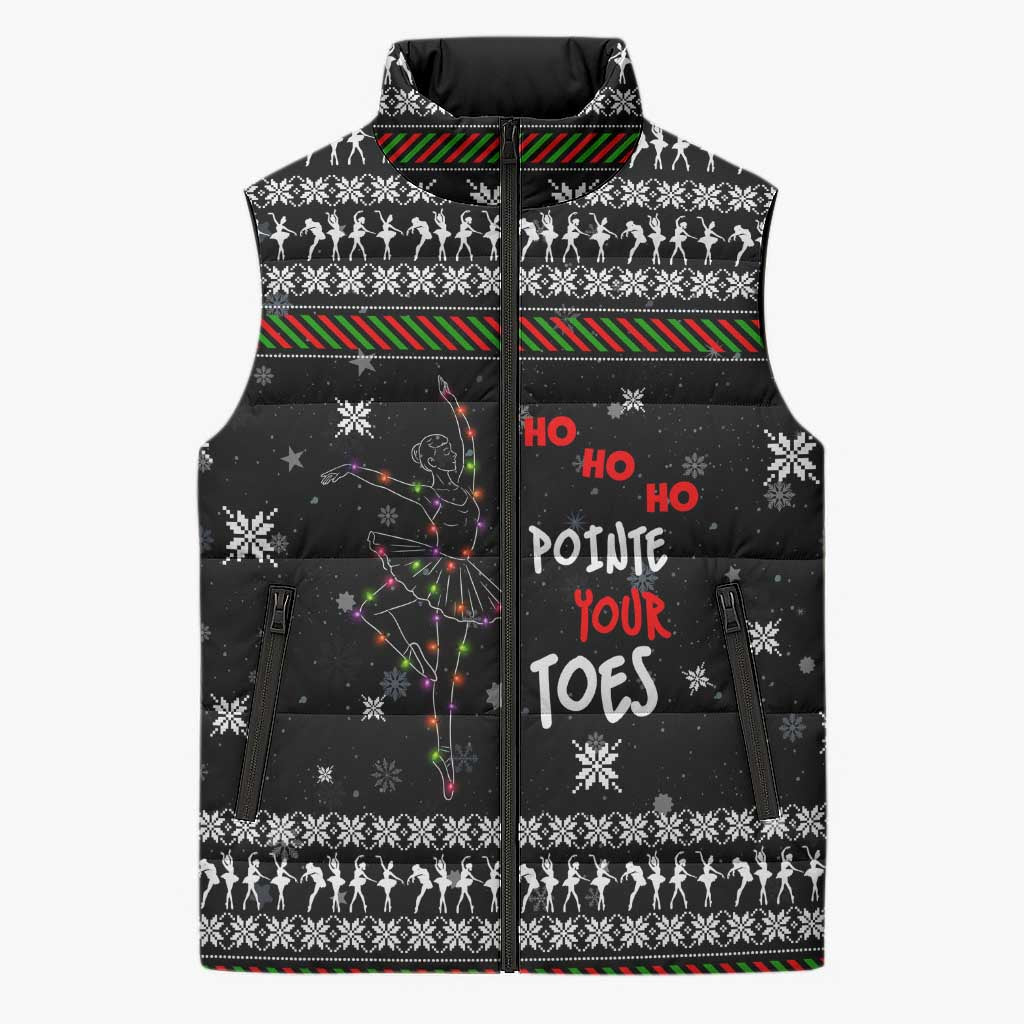 Ballet Pointe Christmas Design Sleeveless Puffer Jacket Xmas Holiday Patterns - Wonder Print Shop