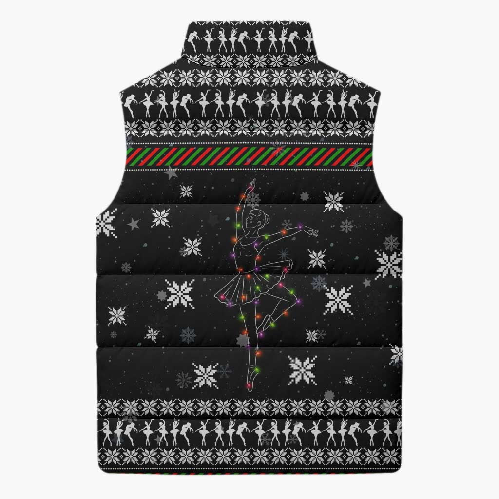 Ballet Pointe Christmas Design Sleeveless Puffer Jacket Xmas Holiday Patterns - Wonder Print Shop