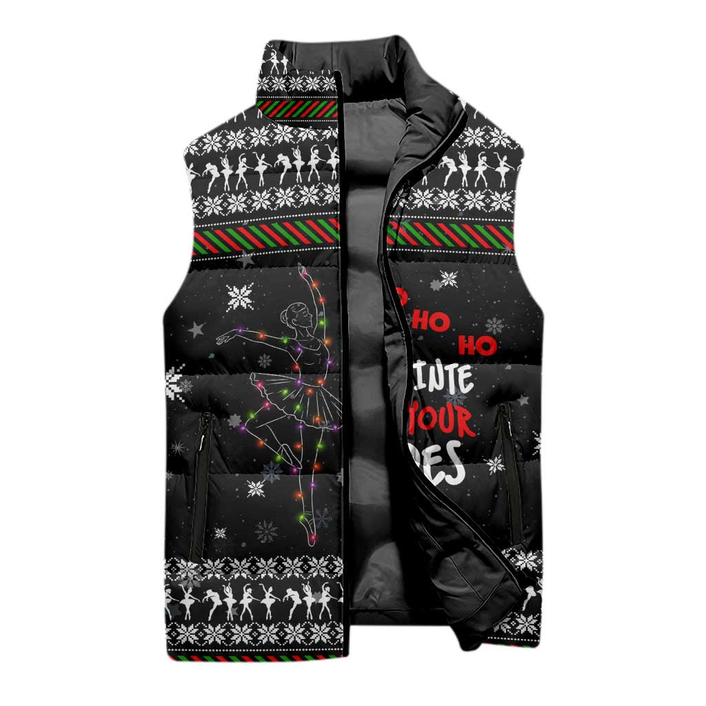 Ballet Pointe Christmas Design Sleeveless Puffer Jacket Xmas Holiday Patterns - Wonder Print Shop