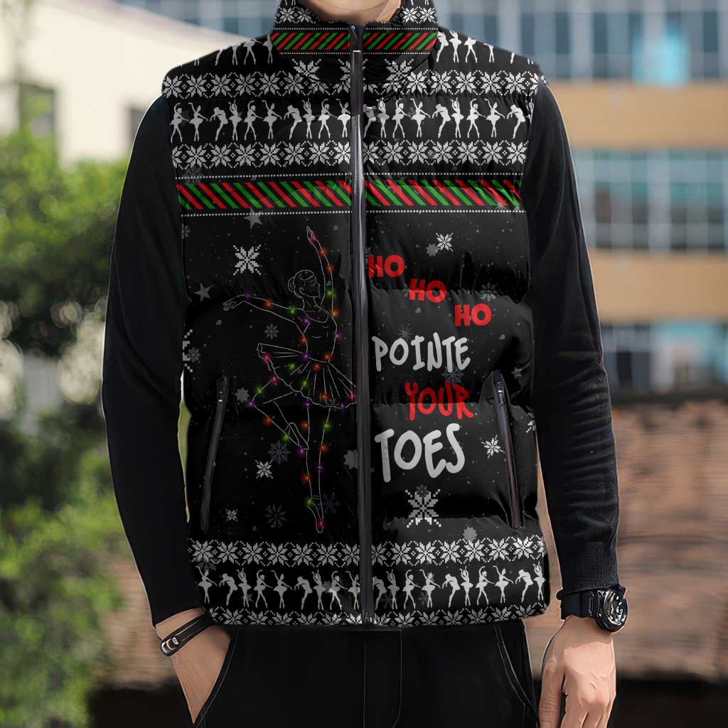 Ballet Pointe Christmas Design Sleeveless Puffer Jacket Xmas Holiday Patterns - Wonder Print Shop