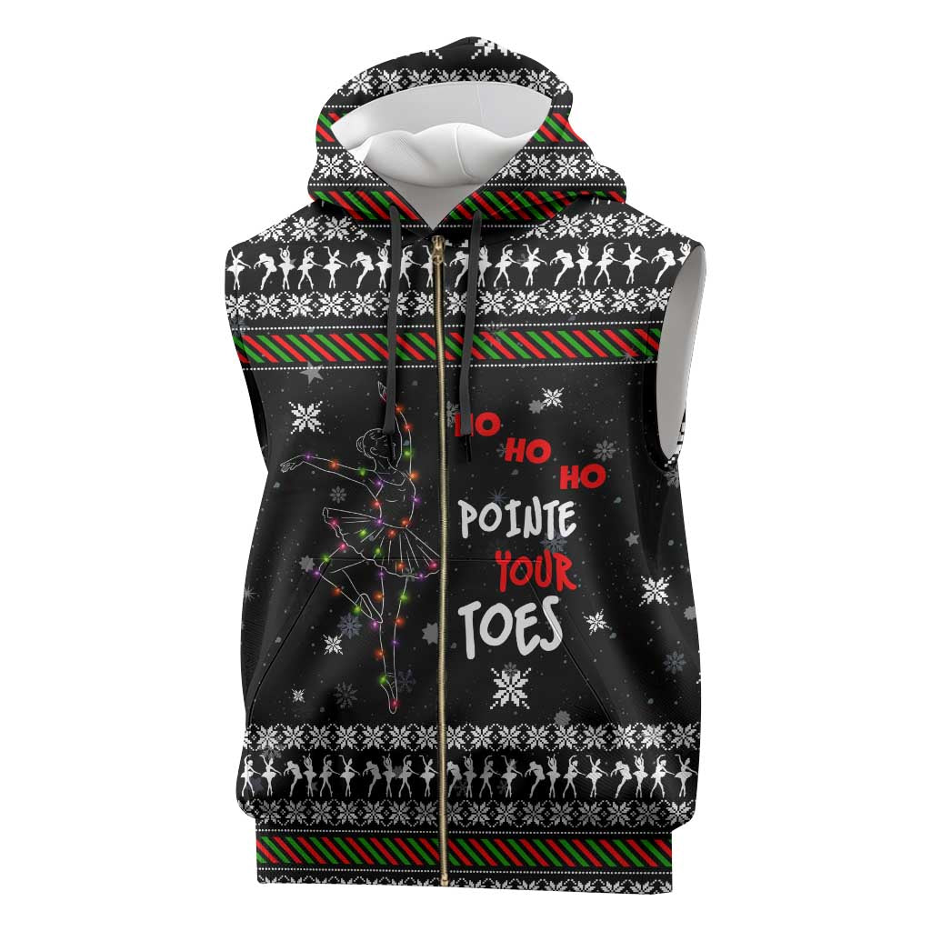 Ballet Pointe Christmas Design Sleeveless Zip Hoodie Xmas Holiday Patterns - Wonder Print Shop