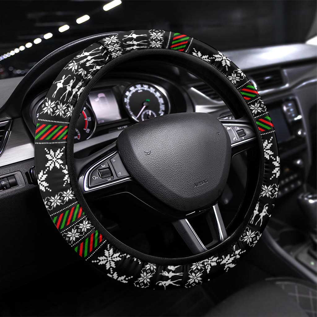 Ballet Pointe Christmas Design Steering Wheel Cover Xmas Holiday Patterns - Wonder Print Shop