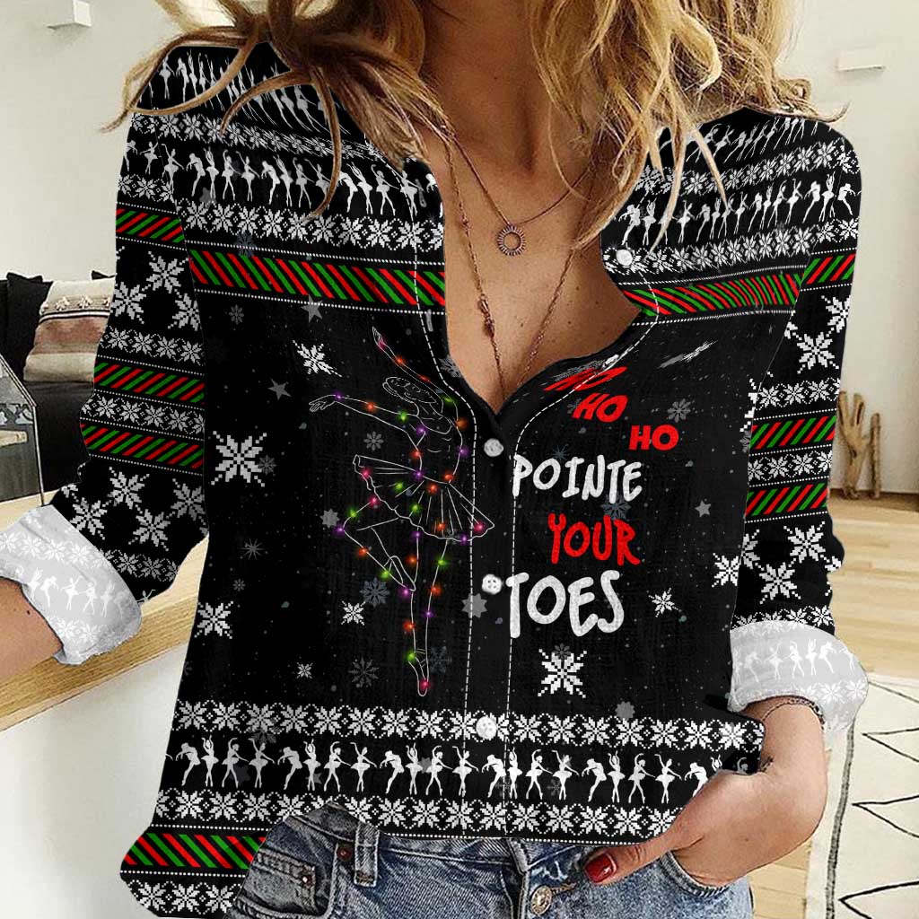 Ballet Pointe Christmas Design Women Casual Shirt Xmas Holiday Patterns - Wonder Print Shop