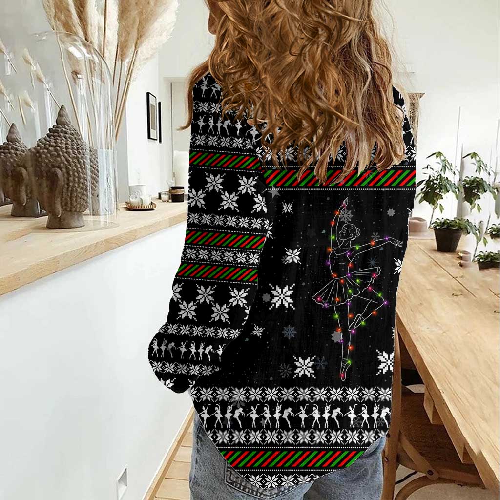 Ballet Pointe Christmas Design Women Casual Shirt Xmas Holiday Patterns - Wonder Print Shop