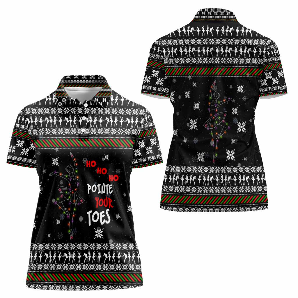 Ballet Pointe Christmas Design Women Polo Shirt Xmas Holiday Patterns - Wonder Print Shop