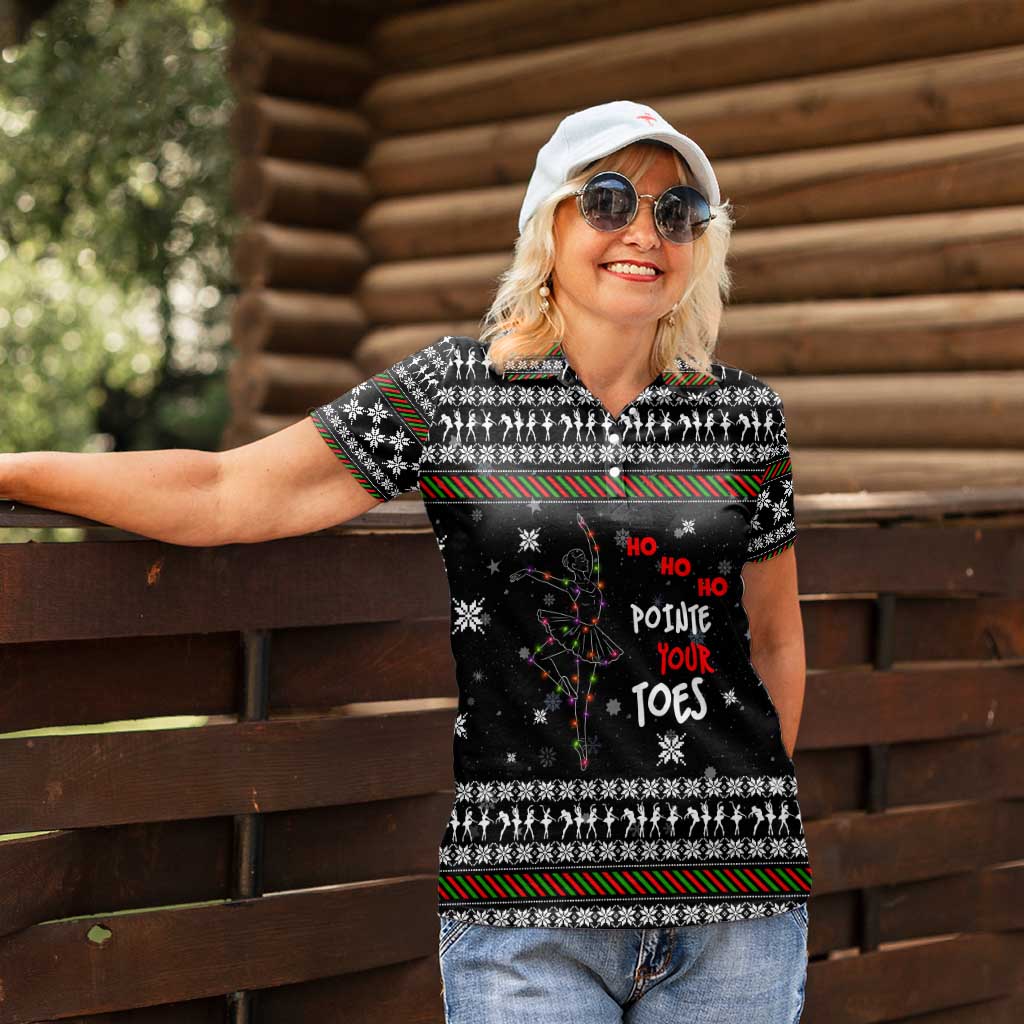 Ballet Pointe Christmas Design Women Polo Shirt Xmas Holiday Patterns - Wonder Print Shop