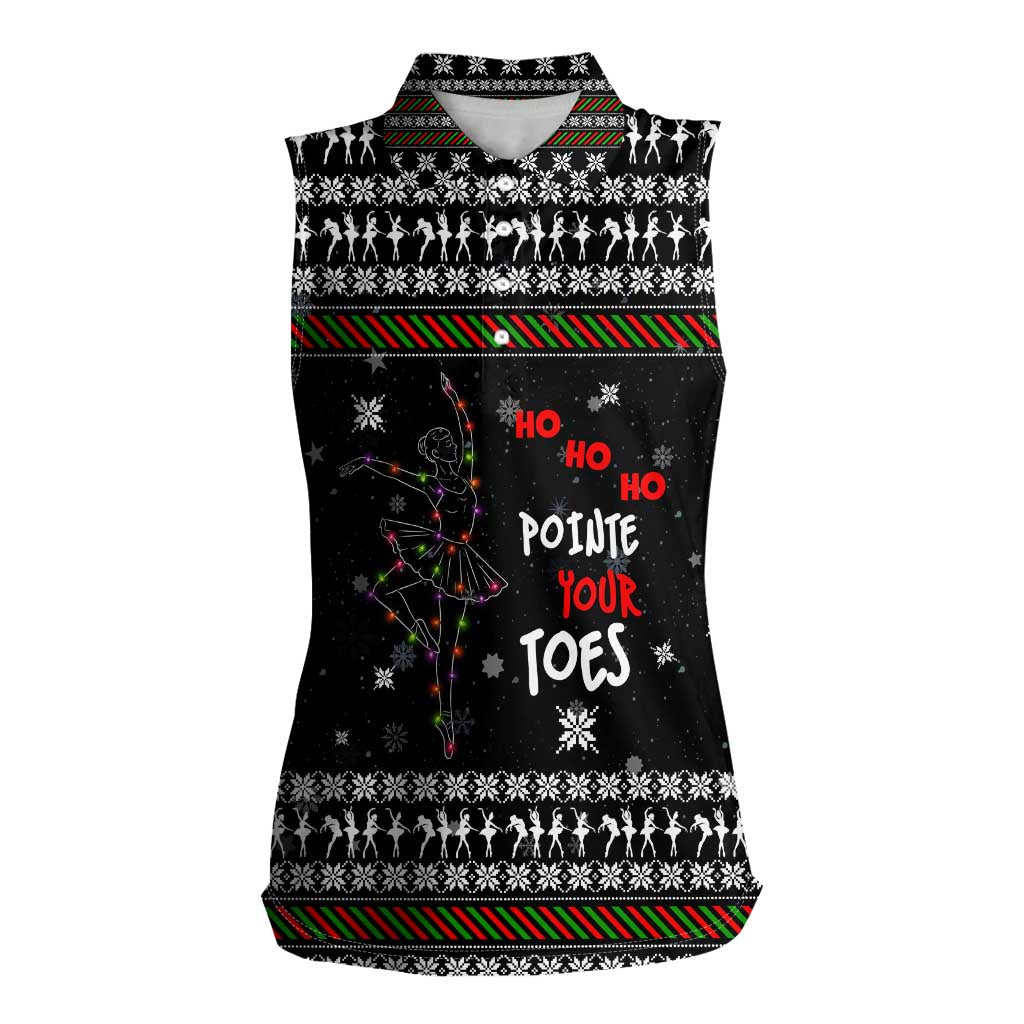 Ballet Pointe Christmas Design Women Sleeveless Polo Shirt Xmas Holiday Patterns - Wonder Print Shop