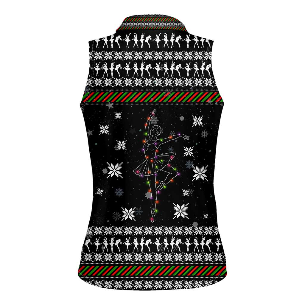 Ballet Pointe Christmas Design Women Sleeveless Polo Shirt Xmas Holiday Patterns - Wonder Print Shop