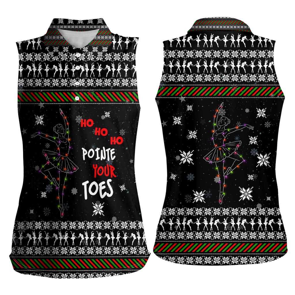 Ballet Pointe Christmas Design Women Sleeveless Polo Shirt Xmas Holiday Patterns - Wonder Print Shop