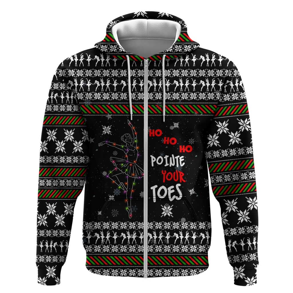 Ballet Pointe Christmas Design Zip Hoodie Xmas Holiday Patterns - Wonder Print Shop