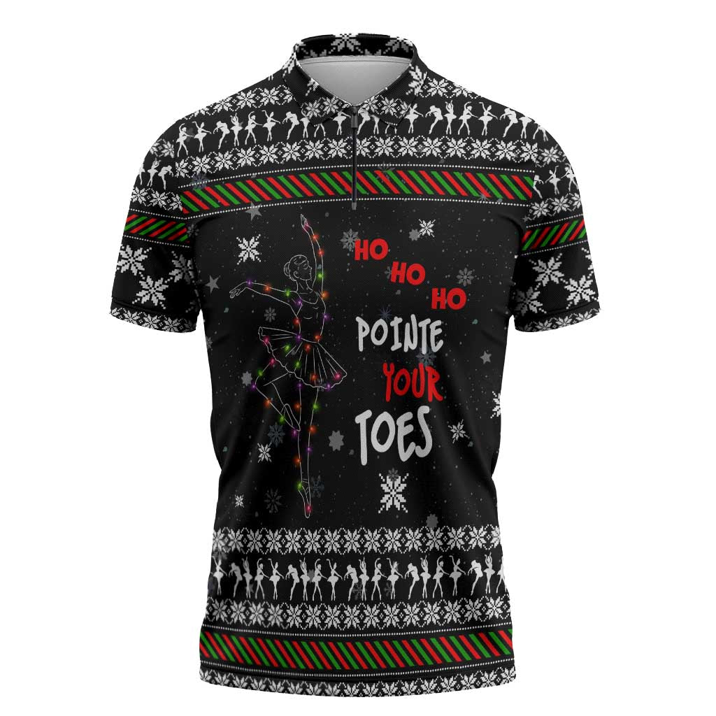 Ballet Pointe Christmas Design Zipper Polo Shirt Xmas Holiday Patterns - Wonder Print Shop