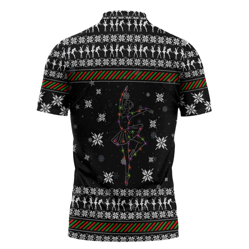 Ballet Pointe Christmas Design Zipper Polo Shirt Xmas Holiday Patterns - Wonder Print Shop