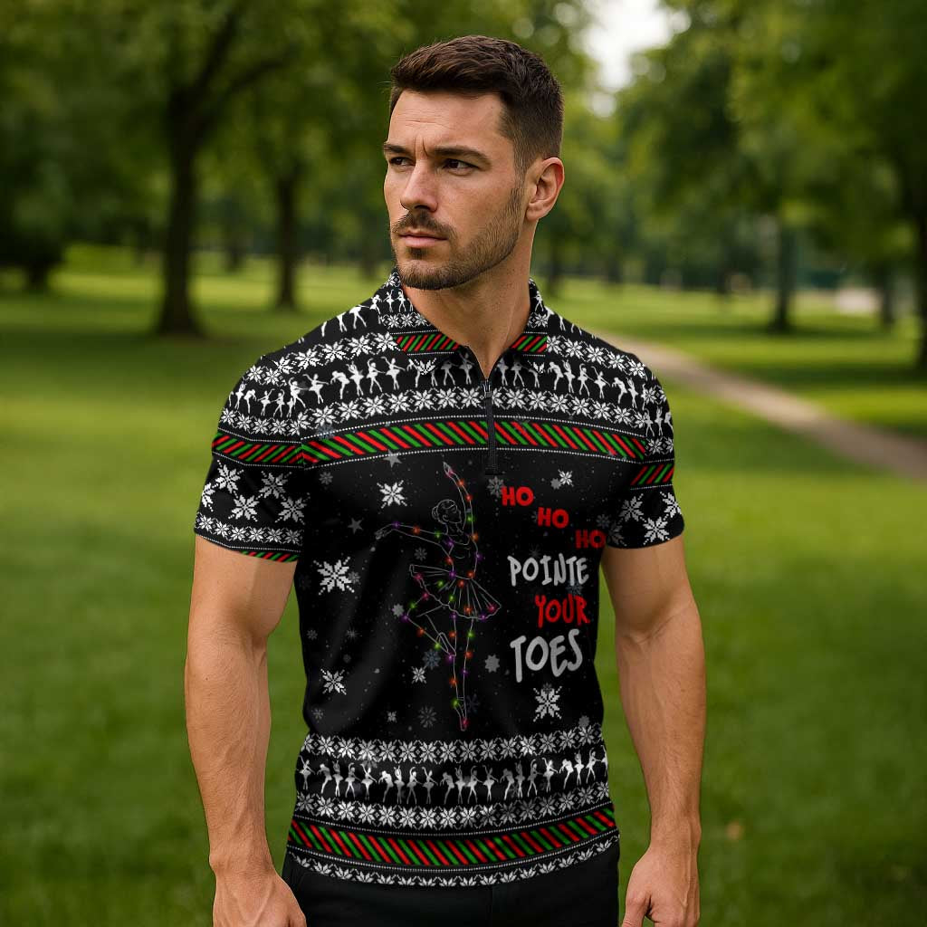 Ballet Pointe Christmas Design Zipper Polo Shirt Xmas Holiday Patterns - Wonder Print Shop