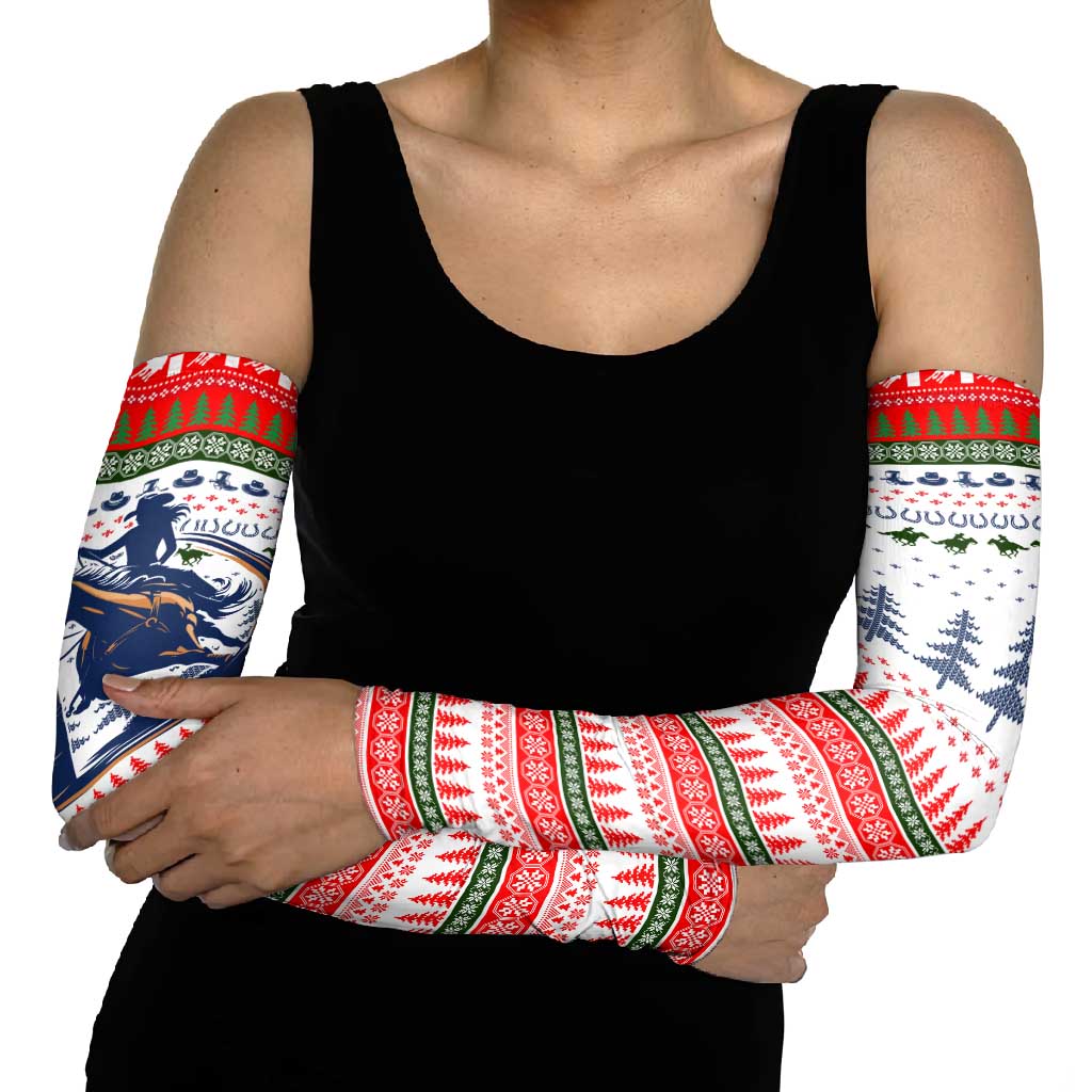 Barrel Racing Christmas Arm Sleeves Xmas Holiday Patterns - Wonder Print Shop