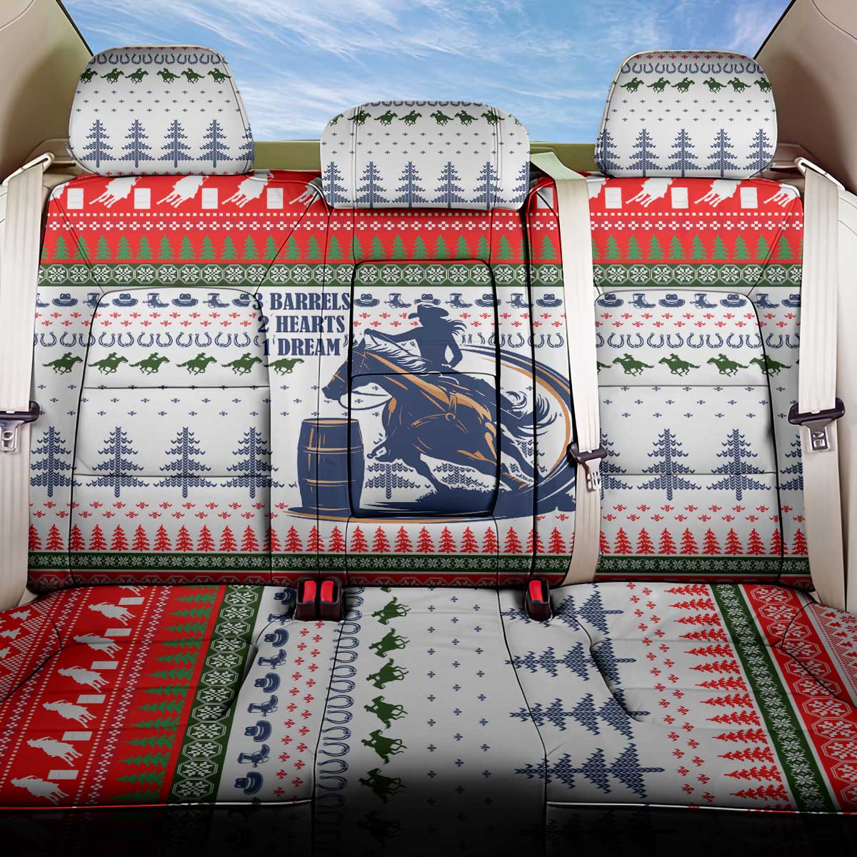 Barrel Racing Christmas Back Car Seat Cover Xmas Holiday Patterns - Wonder Print Shop