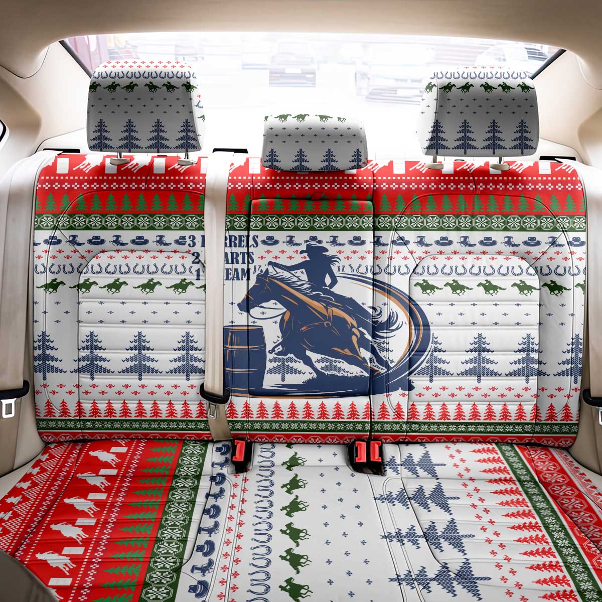 Barrel Racing Christmas Back Car Seat Cover Xmas Holiday Patterns - Wonder Print Shop