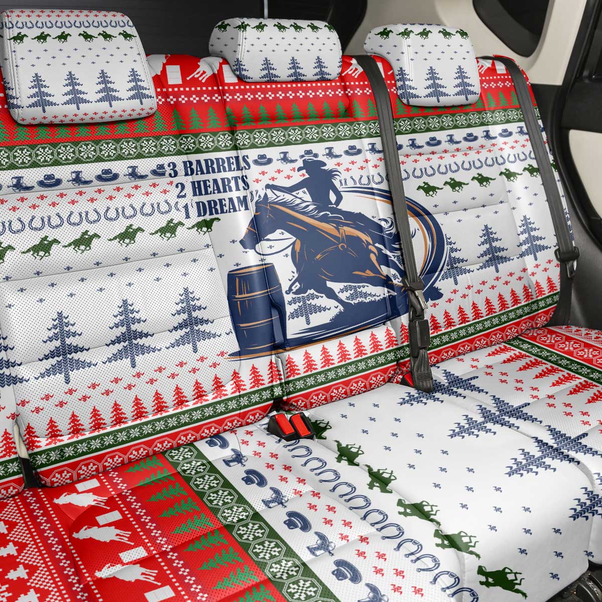 Barrel Racing Christmas Back Car Seat Cover Xmas Holiday Patterns - Wonder Print Shop