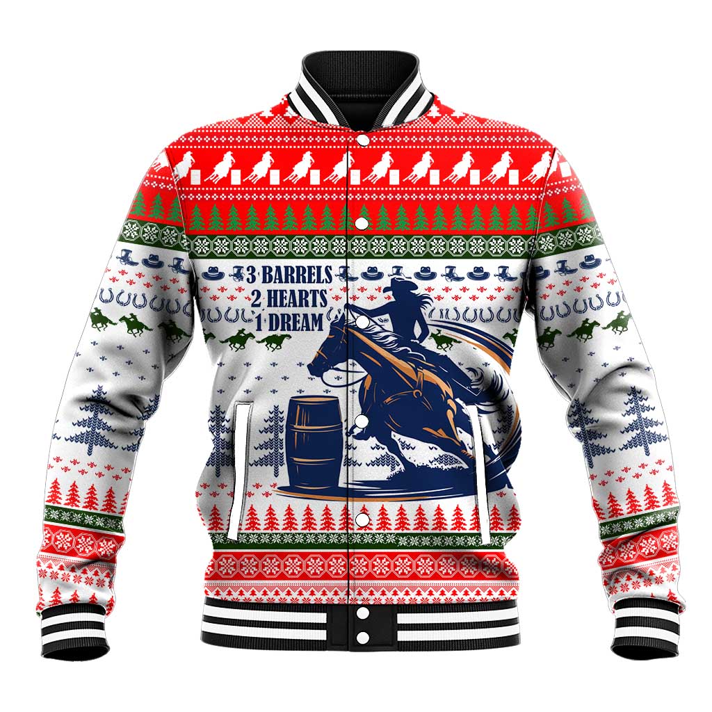 Barrel Racing Christmas Baseball Jacket Xmas Holiday Patterns - Wonder Print Shop