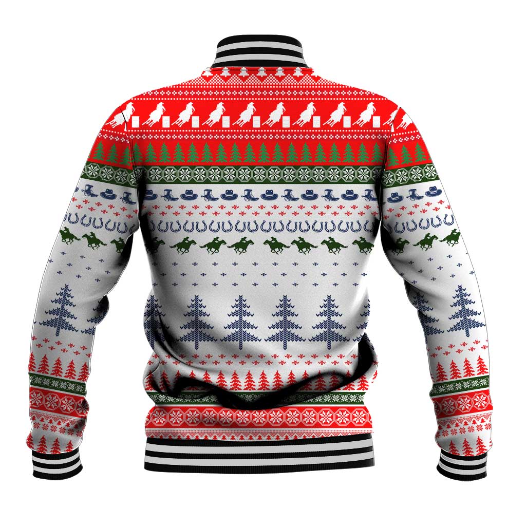 Barrel Racing Christmas Baseball Jacket Xmas Holiday Patterns - Wonder Print Shop