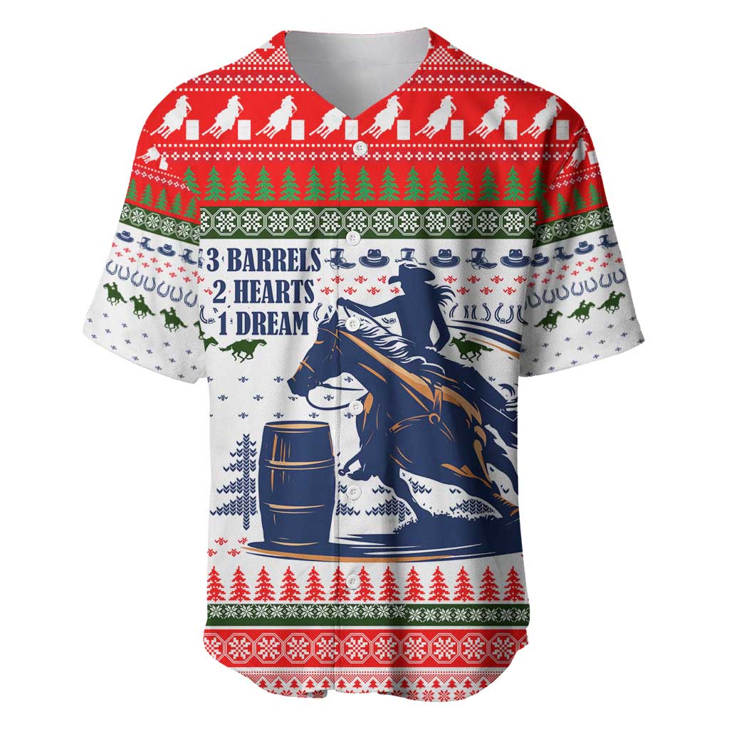 Barrel Racing Christmas Baseball Jersey Xmas Holiday Patterns - Wonder Print Shop