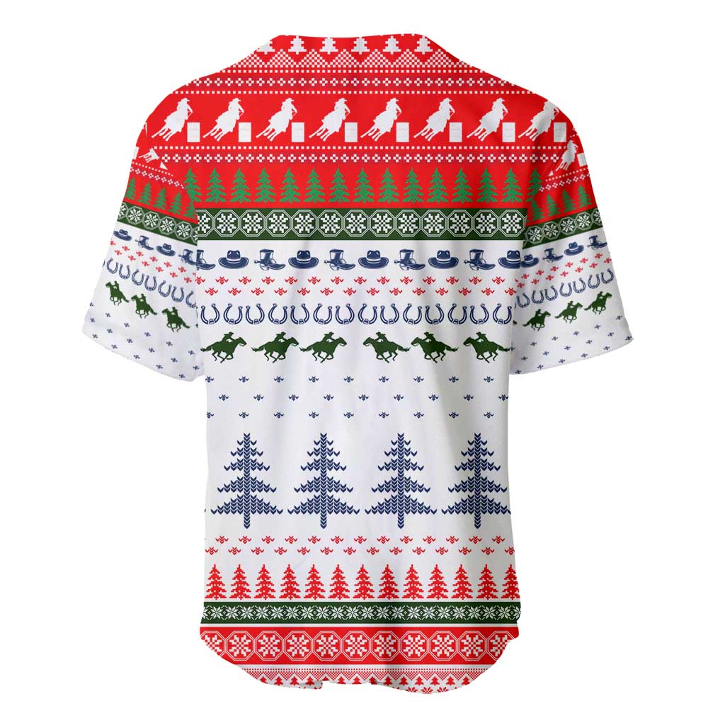 Barrel Racing Christmas Baseball Jersey Xmas Holiday Patterns - Wonder Print Shop