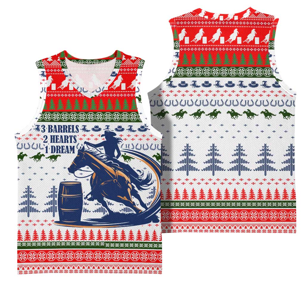 Barrel Racing Christmas Basketball Jersey Xmas Holiday Patterns - Wonder Print Shop