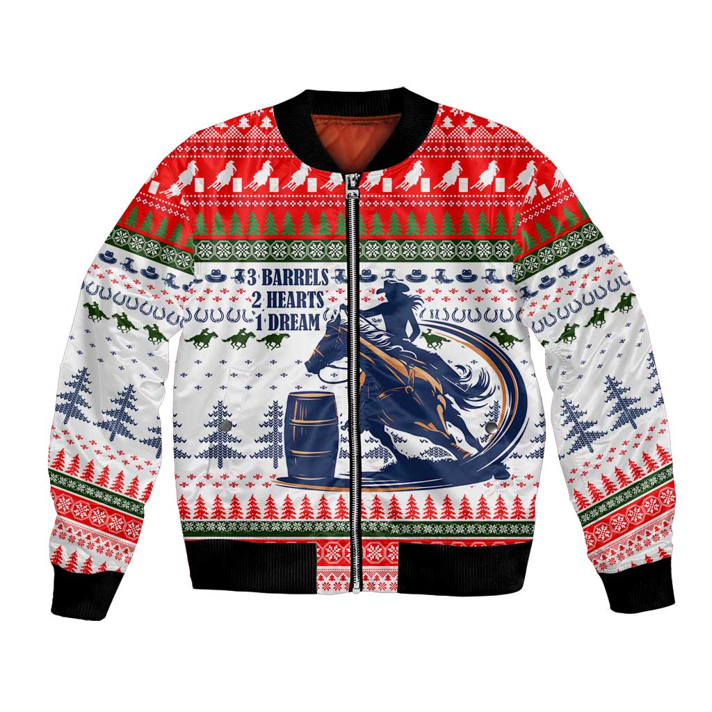 Barrel Racing Christmas Bomber Jacket Xmas Holiday Patterns - Wonder Print Shop