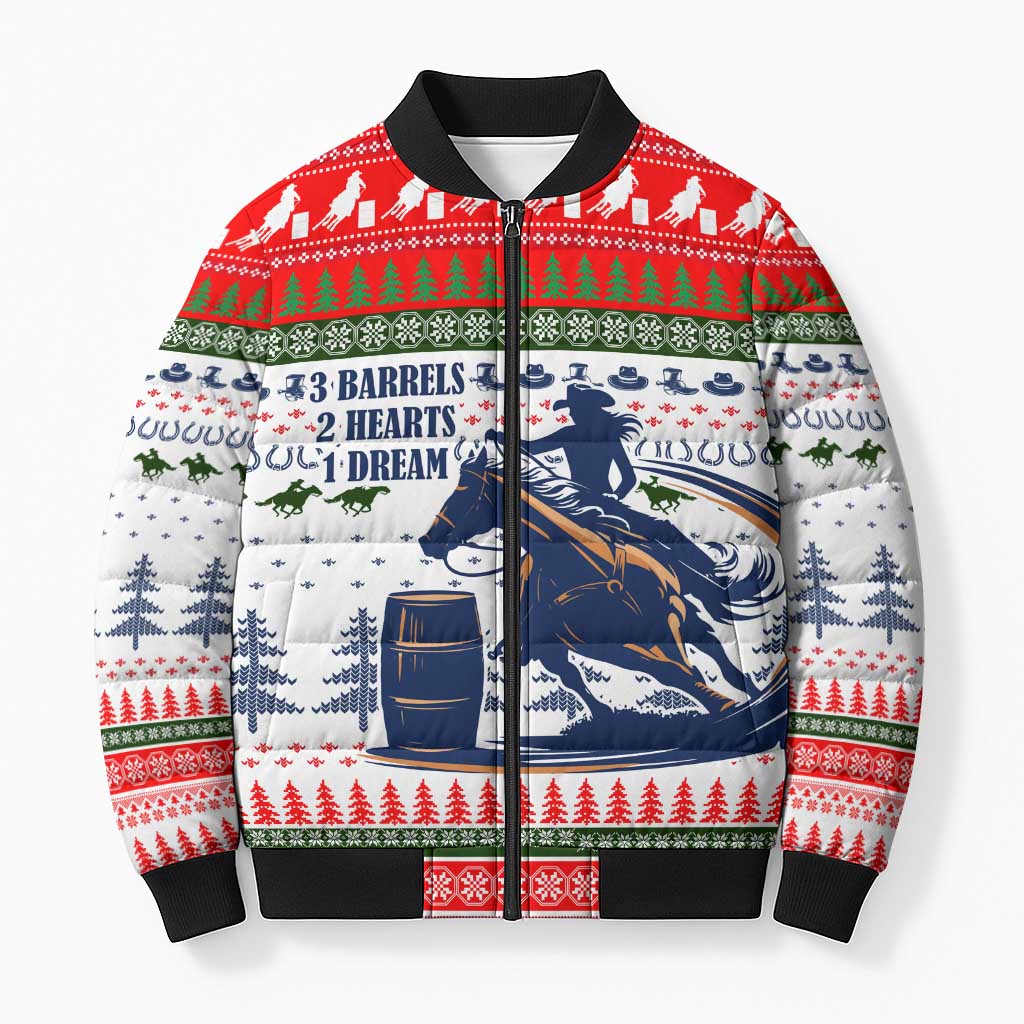 Barrel Racing Christmas Bomber Puffer Jacket Xmas Holiday Patterns - Wonder Print Shop