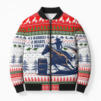 Barrel Racing Christmas Bomber Puffer Jacket Xmas Holiday Patterns - Wonder Print Shop