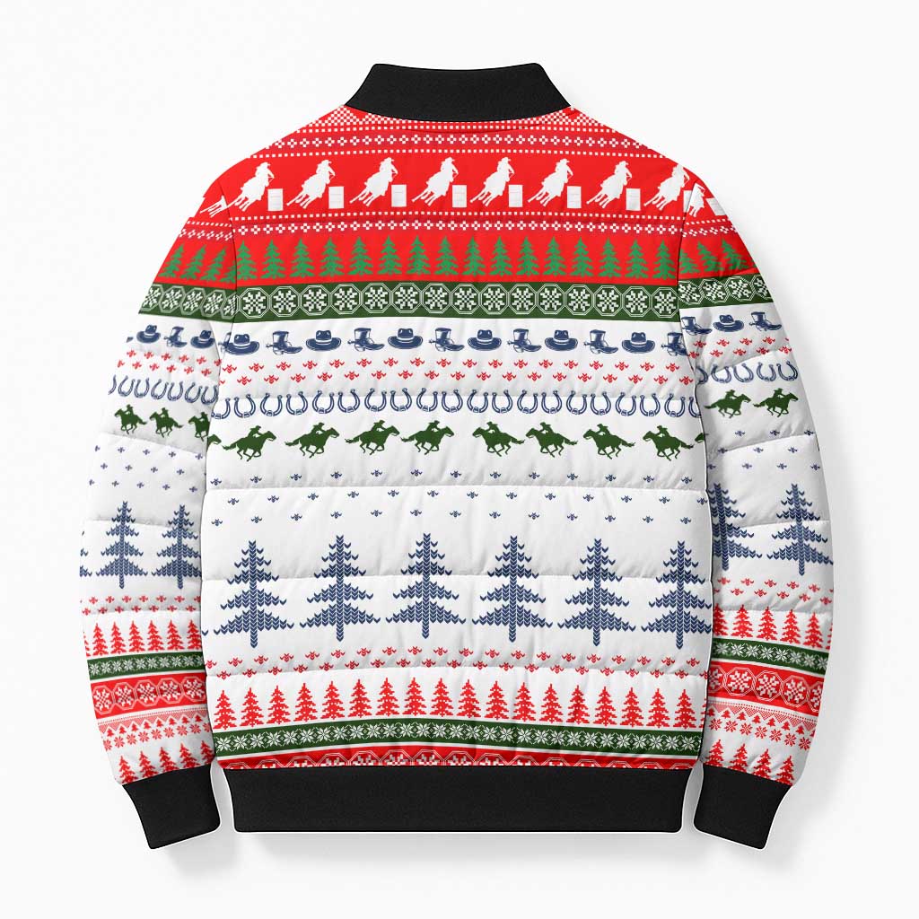 Barrel Racing Christmas Bomber Puffer Jacket Xmas Holiday Patterns - Wonder Print Shop