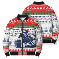 Barrel Racing Christmas Bomber Puffer Jacket Xmas Holiday Patterns - Wonder Print Shop